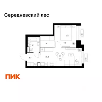 1-к кв. Москва Середневский Лес жилой комплекс, 2.1.6 (35.3 м)