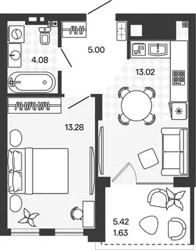 1-к кв. Калининградская область, Гурьевский муниципальный округ, пос. ...
