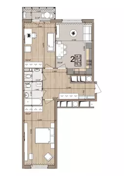 2-к кв. Рязанская область, Рязань Быстрецкая ул., 21к4 (76.5 м)