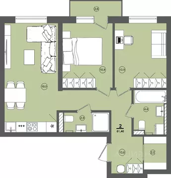 2-к кв. Удмуртия, Завьяловский район, д. Хохряки, Богатыри мкр 12 ...