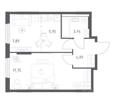 1-к кв. Башкортостан, Уфа ул. Минигали Губайдуллина, 8к9 (39.42 м)
