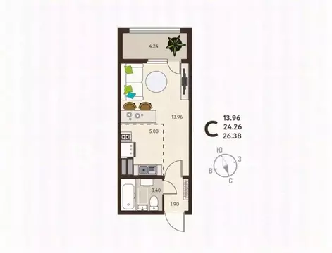 Студия Курская область, Курск ул. Энгельса, 115 (26.4 м)