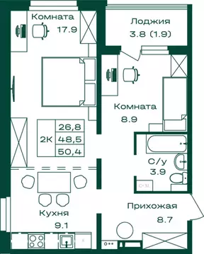 2-к кв. Алтай, Майминский район, с. Майма Алтайская ул., 2к6 (50.4 м)