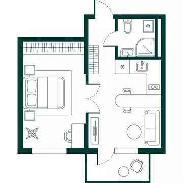 2-к кв. Дагестан, Дербент Новая История жилой комплекс (43.71 м)