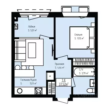 1-к кв. Дагестан, Дербент Камеллия жилой комплекс (37.52 м)