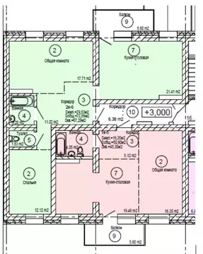 2-комнатная квартира: Улан-Удэ, 115-й микрорайон, 9 (68.97 м)