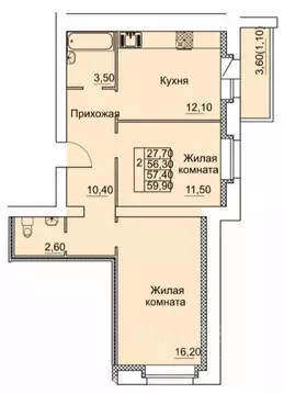 2-к кв. Тамбовская область, Тамбов ул. Научная, 8А (57.4 м)
