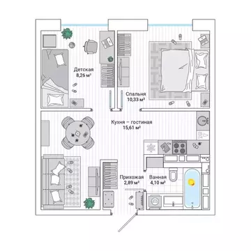 2-к кв. Приморский край, Владивосток ул. Нейбута (42.2 м)