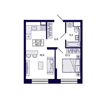 2-к кв. Хабаровский край, Хабаровск ул. Карла Маркса, 96/1 (40.48 м)