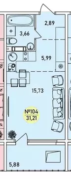 Студия Ярославская область, Ярославль 2-й мкр,  (31.21 м)