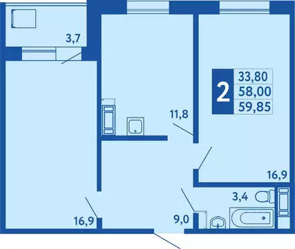 2-к кв. Башкортостан, Уфа Дема жилрайон, Новая Дема жилой комплекс ...