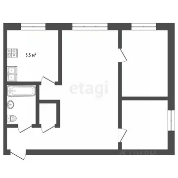 2-к кв. Мордовия, Саранск просп. 60 лет Октября, 49 (40.1 м)