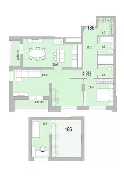 2-к кв. Свердловская область, Екатеринбург ул. Черкасская, 5к3 (99.3 ...