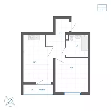 1-комнатная квартира: Екатеринбург, улица Вильгельма де Геннина, 59 ...