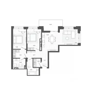 2-к кв. Алтайский край, Барнаул Жилплощадка мкр,  (91.54 м)