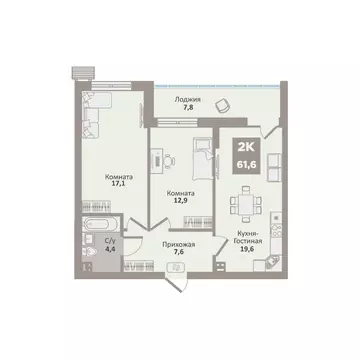 2-к кв. Курганская область, Курган Заозерный жилрайон, 12-й мкр, 1 ...