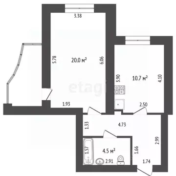 1-к кв. Мордовия, Саранск Севастопольская ул., 2/2 (45.8 м)
