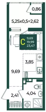 Квартира-студия: Краснодар, микрорайон Образцово (23.47 м)