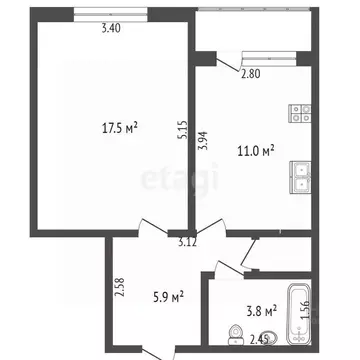 1-к кв. Коми, Микунь Усть-Вымский район, ул. Ленина, 50 (39.3 м)