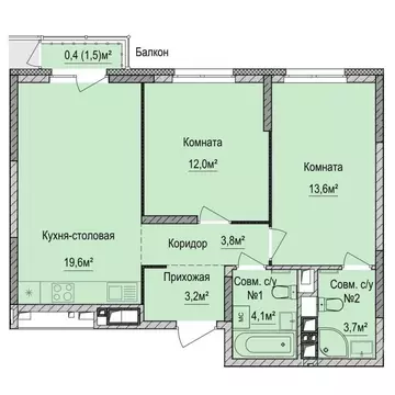 2-к кв. Удмуртия, Ижевск Союзная ул., 8Б (60.35 м)