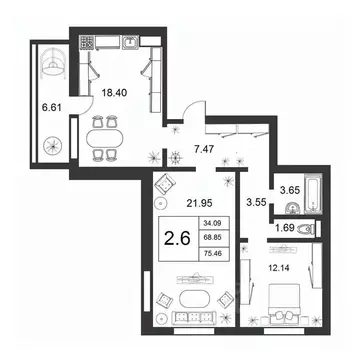 3-к кв. Новгородская область, Великий Новгород ул. Якова Павлова, 15 ...