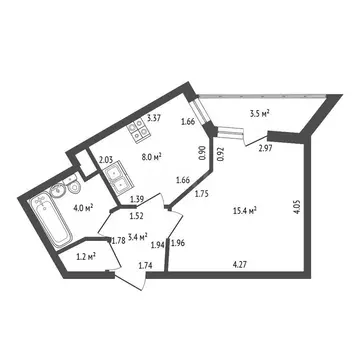1-комнатная квартира: Санкт-Петербург, Октябрьская набережная, 124к7 ...