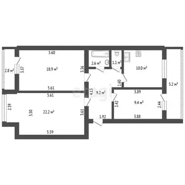 3-комнатная квартира: Санкт-Петербург, улица Кораблестроителей, 12к2 ...