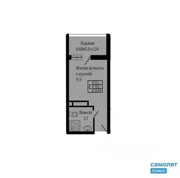 Квартира-студия: село Ольгинка, Солнечная улица, 21 (16.9 м)