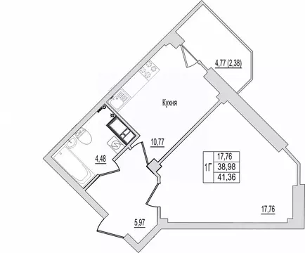 1-к кв. Псковская область, Псков Линейная ул., 87 (41.36 м)