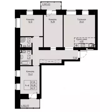 4-к кв. Красноярский край, Красноярск ул. Елены Стасовой, 82 (90.1 м)