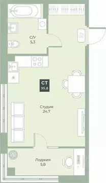 Студия Курганская область, Курган Заозерный жилрайон, 6А мкр, ул. ...