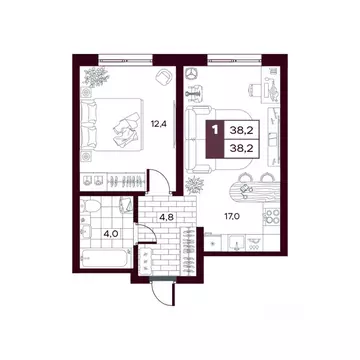 1-к кв. Тюменская область, Тюменский муниципальный округ, д. Дударева ...