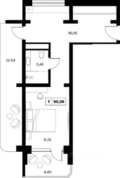 1-к кв. Краснодарский край, Сочи Культурное Уч-Дере мкр,  (50.29 м)