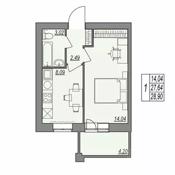1-к кв. Волгоградская область, Волгоград Типографская ул., 83 (28.9 м)
