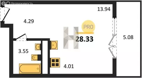 Квартира-студия: Котельники, Новорязанское шоссе, 6 (28.33 м)