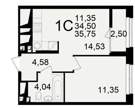 1-к кв. Рязанская область, Рязань ул. Чкалова (34.5 м)