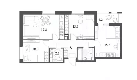 3-к кв. Омская область, Омск Волгоградская ул., 49 (75.2 м)