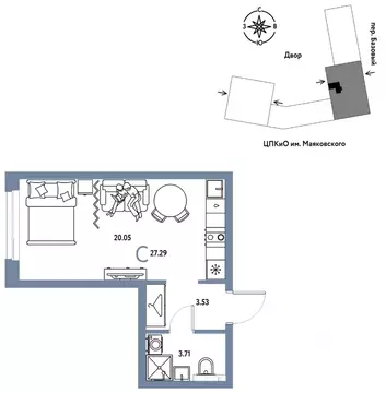 Студия Свердловская область, Екатеринбург пер. Базовый, 10 (27.29 м)
