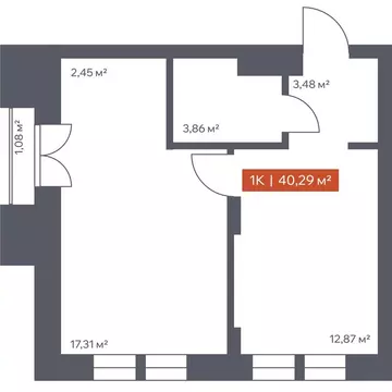 1-комнатная квартира: Томск, Красноармейская улица, 144 (40.29 м)