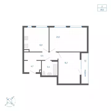 2-к кв. Свердловская область, Екатеринбург ул. Вильгельма де Геннина, ...