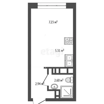 Квартира-студия: Тюмень, улица Первооткрывателей, 14 (17.6 м)