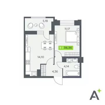 1-к кв. Ленинградская область, Всеволожский район, Заневское городское ...