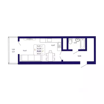 1-к кв. Башкортостан, Уфа Затон-Восточный жилрайон, Паруса жилой ...