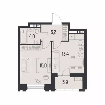 1-к кв. Пермский край, Пермь Ераничи мкр,  (39.7 м)