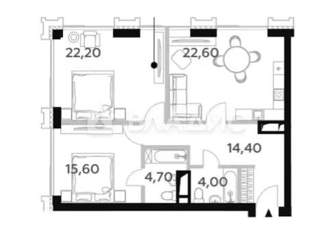 3-комнатная квартира: Москва, проспект Генерала Дорохова, 49 (84.9 м)
