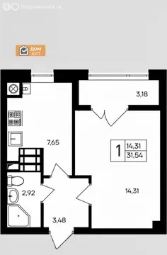 1-комнатная квартира: Симферополь, Парковая улица, 2 (31.54 м)