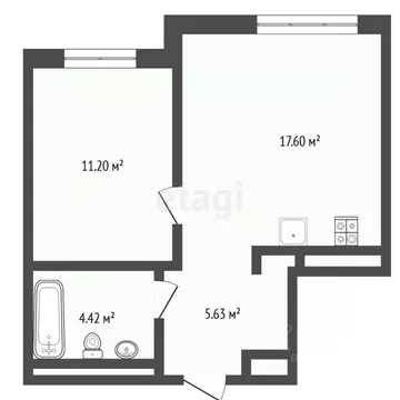 1-к кв. Тюменская область, Тюмень ул. Андрея Кореневского, 7 (38.8 м)