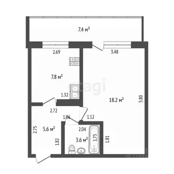 1-к кв. Тюменская область, Тюмень Малая Боровская ул., 38/5 (35.2 м)