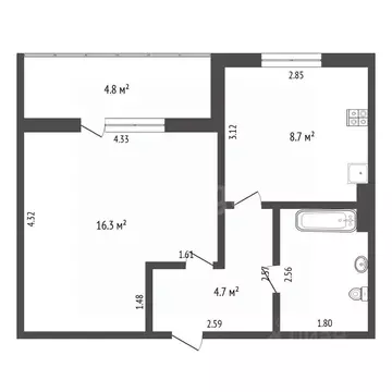 1-к кв. Тюменская область, Тюмень Солнечный проезд, 22 (34.2 м)
