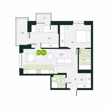 3-к кв. Забайкальский край, Чита Каштакский мкр,  (74.23 м)